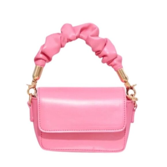 Trendy Pink Crossbody Casual Compact Ruched Handle Small Bag - Picture 9 of 11